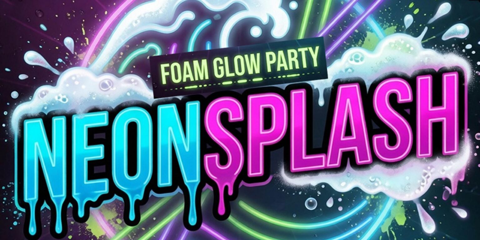 Neon Splash Foam Glow Party artwork for Myrtle Beach Senior Week